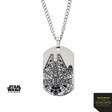 Star Wars 'Millennium Falcon' Steel Dog tag Necklace - Click Image to Close